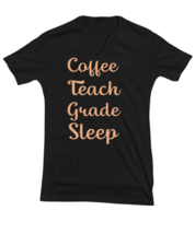 Coffee Teach Grade Sleep vneck tee black  - £19.97 GBP