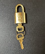 Authentic LOUIS VUITTON Lock Key Set Padlock Brass Gold Unpolished LV #344 - £56.73 GBP