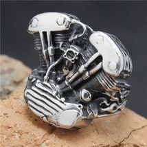 Size 7 to Size 15 Cool 316L Stainless Steel Biker Engine Ring Mens Motorcycle Bi - £8.78 GBP