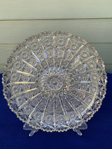 Bohemian Czech cut glass Queens Lace lead cyrstal cupped plate, 11&quot; stun... - $69.99
