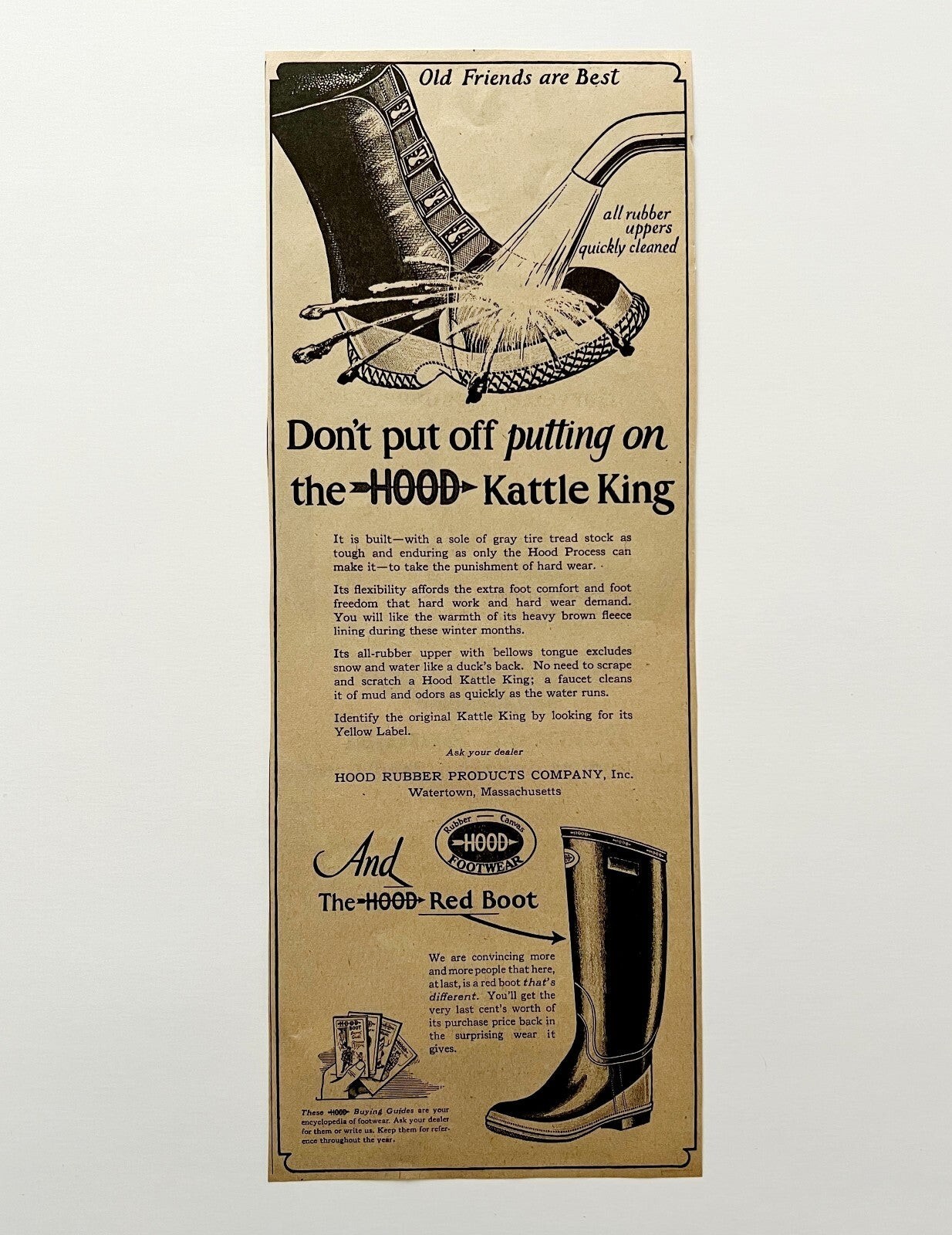 1922 Hood Kattle King Boots XL Advertisement Footwear 12.5 x 4.75" Item image 2