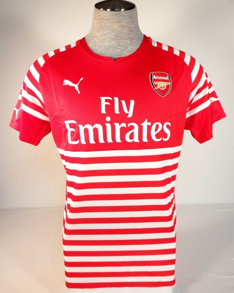 Puma Arsenal Football Club Red & White Prematch Short Sleeve Jersey Men's NWT - $94.99