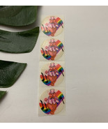 Vintage Lisa Frank Dancing Rainbow Teddy Bears Stickers Sheet 80s Medium - $376.14 MXN