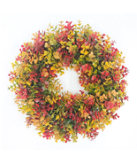 Fall Door Wreaths for Front Door 17&quot; Plastic Artificial Fall Wreath Wall... - $46.03 CAD