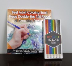 Adult Coloring Book, Big Double Size, 68 Amazing Designs, colored pencil pack - £21.58 GBP