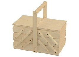 Unfinished sewing box, sewing box wood, unpainted wooden box for sewing kit  - £64.25 GBP