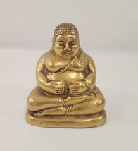 Vintage Brass Bronze Seated Buddha Statue Figurine Asian 4.5&quot; Meditation Zen - £60.68 GBP