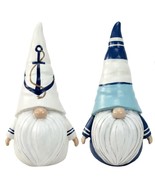 Nautical Gnome Figurines Set of 2 Resin with Blue White Accents 9.5&quot; High - £44.38 GBP