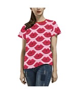 Woman&#39;s Red Lips All Over Print T-shirt (USA Size) - $36.67 CAD