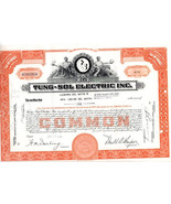 Vintage Tung-Sol Company Stock Certificate Orange - £4.79 GBP