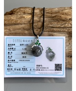 Grade A Ink Jadeite Jade whirling Lucky Ball Necklace - £91.71 GBP