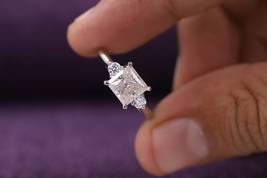 2 CT Princess Cut Engagement Ring Three Stone 14K White Gold Wedding Ring to Her - £96.99 GBP