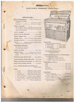 Seeburg Select-O-Matic Phonograph Manual Model PFEAIU - £13.75 GBP