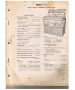 Seeburg Select-O-Matic Phonograph Manual Model PFEAIU - $17.81