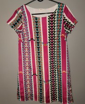 Everly Dress Womens Size Small S Shift Pink Blue Aztec Short Sleeve Summer - £23.35 GBP