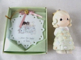Precious Moments Jesus is born Porcelain disk + girl with 1994 star ornaments - £11.66 GBP
