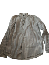 Alfani Men&#39;s Sz M White &amp; Black Striped Long Sleeve Dress Shirt Wpl8046 - $4.99