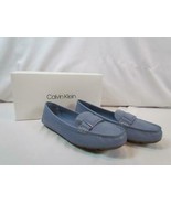 NIB Calvin Klein Shiny Lizard Print Blue Stone Loafer Sz 8 M Logo Buckle - $72.91 CAD