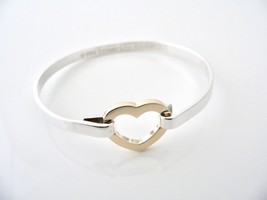 Tiffany &amp; Co Heart Bangle Silver 18K Gold Hook Bracelet Gift Love Classic Art - £367.66 GBP
