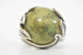 Green dome ring vintage marble sterling silver size 6.5 - £77.55 GBP