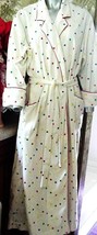 VTG 1950s Odette Barsa Lace Robe Gown Lounge House Coat White w/ Polka D... - $325.00