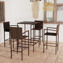 Garden Bar Set Brown PE rattan, powder-coated steel, tempered glass - $8,883.77 MXN