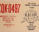 Vintage CB Ham radio Card KQK 0497 Richmond Virginia  - $4.94