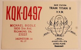 Vintage CB Ham radio Card KQK 0497 Richmond Virginia  - £3.95 GBP
