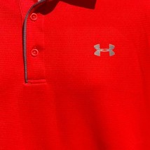 UNDER ARMOUR SOLID RED PARTIAL BUTTON COLLARED POLO STYLE HEATGEAR SHIRT... - £19.16 GBP