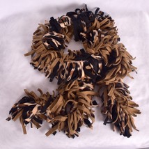 Women&#39;s Handmade Fleece Fringe Winter Scarf Brown &amp; Tan - £8.00 GBP