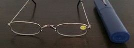 Reading Glasses ~ Eye Glasses w/ Blue Tube Case ~ Silver Frame ~ +1.75 S... - $14.96
