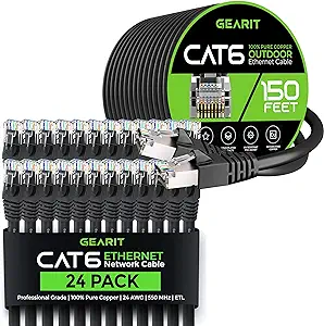 GearIT 24Pack 7ft Cat6 Ethernet Cable &amp; 150ft Cat6 Cable - £182.82 GBP