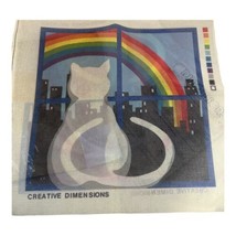 Dimensions Cat In The Window 2071 16” Stamped Cloth Rainbow New York Sky... - $28.04