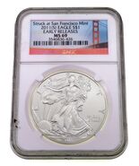 2011-(S) S$1 Aquila Americana Argento Valutata Da NGC Come MS-69 Prime U... - $192.42