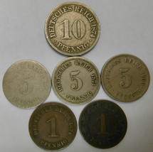 ORIGINAL LOT OF (6) SIX GERMANY DEUTSCHES REICH 1-10, 3-5 &amp; 2-1 PFENING ... - £5.58 GBP