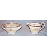 Noritake &quot;Rose pattern&quot; Lidded Sugar Bowl &amp; Creamer-Japan-red, gold flor... - £32.82 GBP