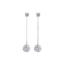 AZAJICA Delicate Thin Chain Round Moissanite Clear Rhinestone Drop Ball ... - $1,336.62 MXN