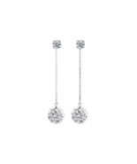 AZAJICA Delicate Thin Chain Round Moissanite Clear Rhinestone Drop Ball ... - $98.04 CAD
