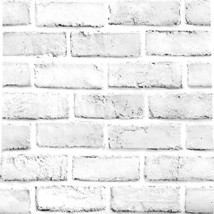 Flockenhome White Brick Wallpaper 17.7&quot; X 314&quot; Peel And Stick Wallpaper Faux - £25.57 GBP