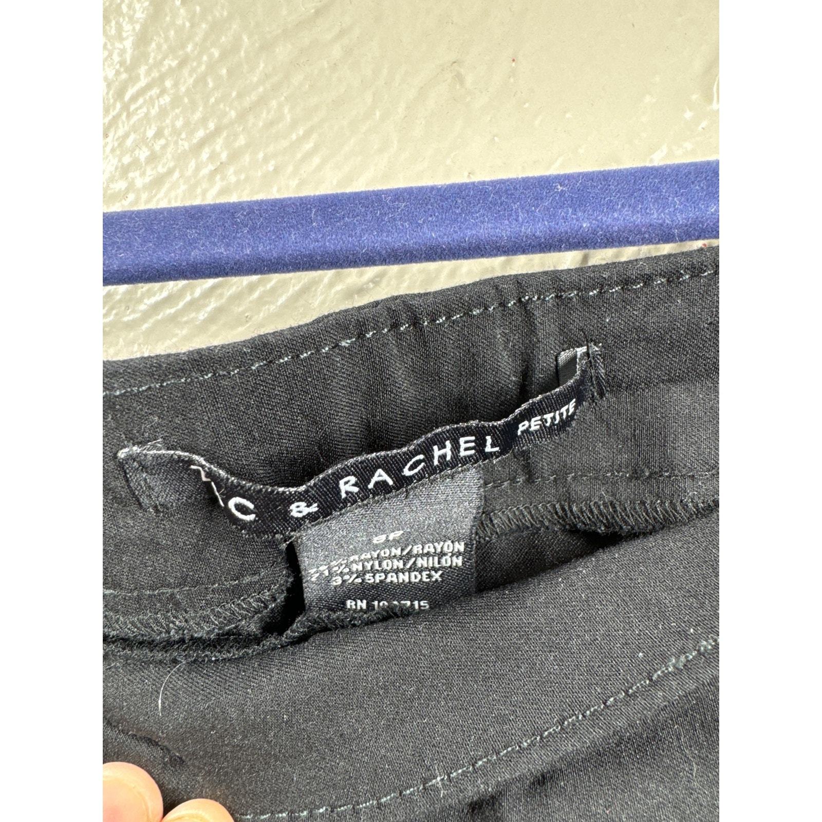 Zac & Rachel Womens Pants Black  Stretch Pull on Scallop Hem Petite Size 8P Item image 2