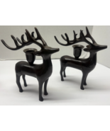 Christmas Reindeer Taper Bronze Enamelled Set of 2 Candle Holders - $720.25 MXN