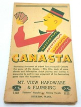Vintage 1949 Shaw-Barton Canasta Instructions and Score Pad Plumbing Ad - £8.59 GBP