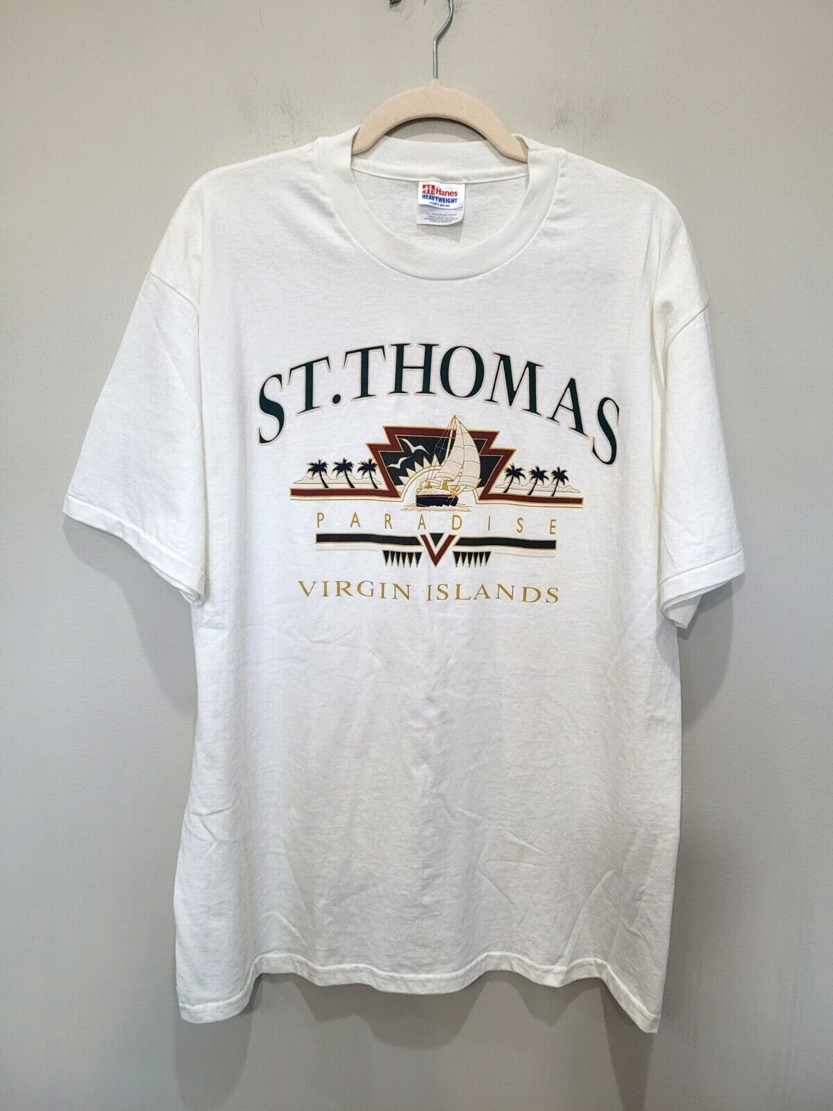 Vintage Hanes L Large Tee Shirt Women St Thomas US Virgin Islands Single... - $23.70