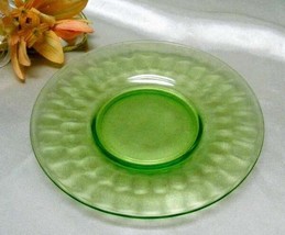 2120 Antique Federal Glass Green Raindrops Bread N Butter Plate - £4.80 GBP
