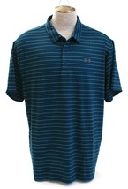 Under Armour Golf Teal Stripe UA Playoff 2.0 Short Sleeve Polo Shirt Men... - $64.99