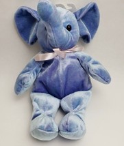 Kellytoy Blue Elephant Kids Plush Stuffed Animal Pink Bow Toy 14&quot; - £23.31 GBP