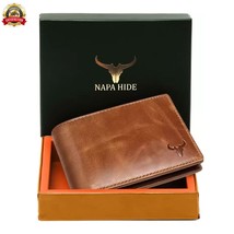 New RFID Bi-Fold Men&#39;s Wallet Genuine Leather 8 Card Slots Brown Tan - £23.69 GBP