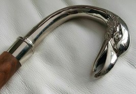 Classic Style Brass Swan Head handle Brown Wooden Walking Stick Cane handmade - £26.25 GBP