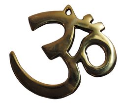 Terrapin Trading Brass OM AUM 6&quot; / 15cm AUHM Plaque Symbol Hindu Buddhist Diwali - £14.31 GBP