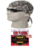 Hav-A-Hank BLACK PAISLEY DOO DO RAG FITTED Tied BANDANA Danna Skull Head... - $6.99